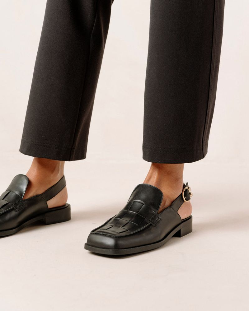 Black Alohas Abe Braided Leather Women's Loafers | MZCQI1578