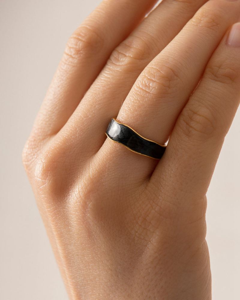 Black Alohas Abeam Women's Ring | JZUQS5843