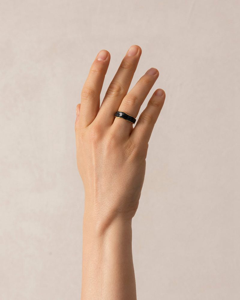 Black Alohas Abeam Women's Ring | JZUQS5843