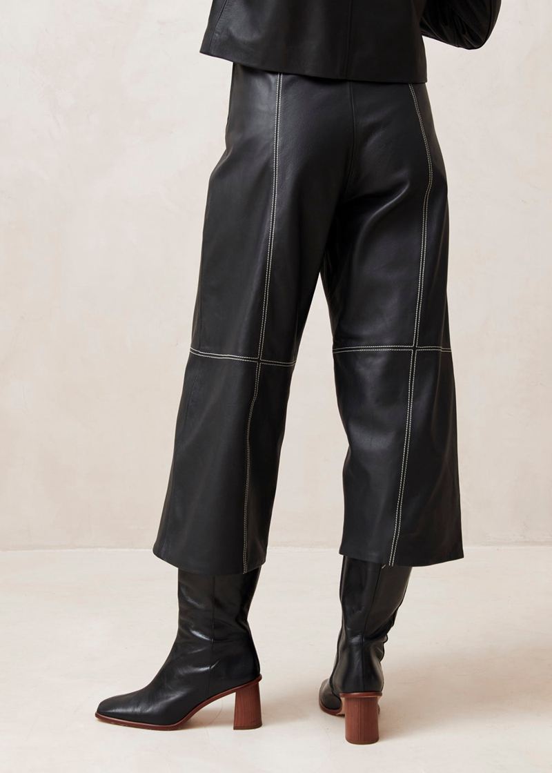 Black Alohas Avignon Leather Women's Pants | PTHGF0864