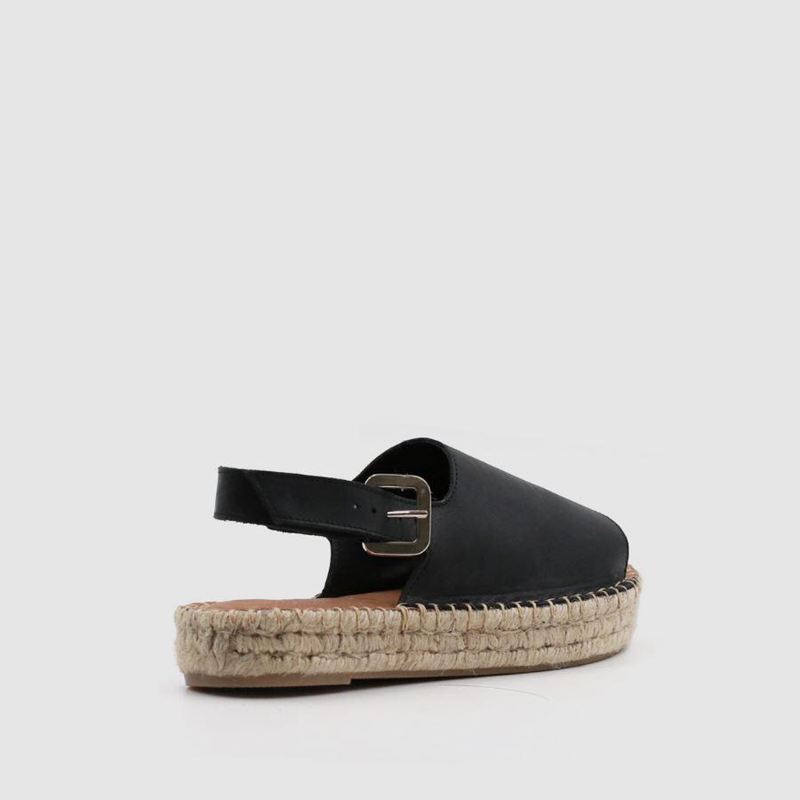 Black Alohas Back Strap Women's Espadrilles | UYAOH3215