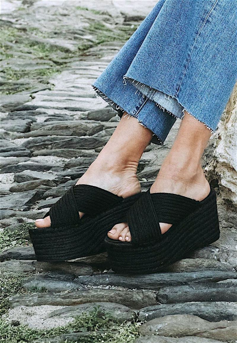 Black Alohas Bali Women's Espadrilles | LQRIT8023