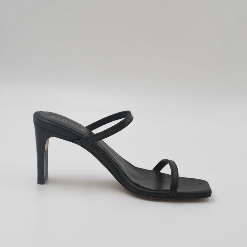 Black Alohas Cannes Leather Women's Sandals | ENUJR7203