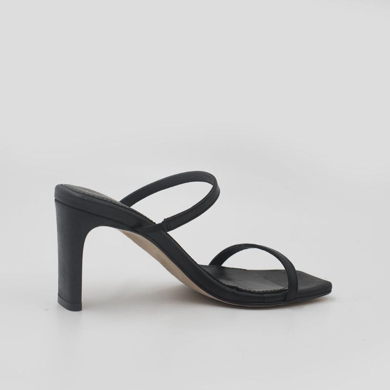 Black Alohas Cannes Leather Women's Sandals | ENUJR7203