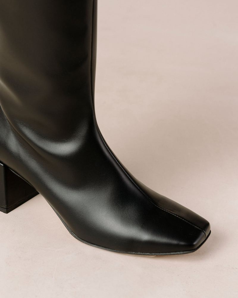 Black Alohas Chalk Vegan Leather Women's Knee-High Boots | RFXJY7162