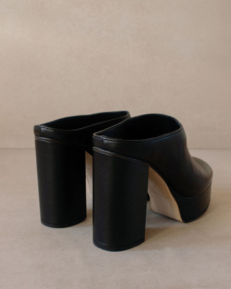 Black Alohas Clock Out Women's Mules | PSZTN6970