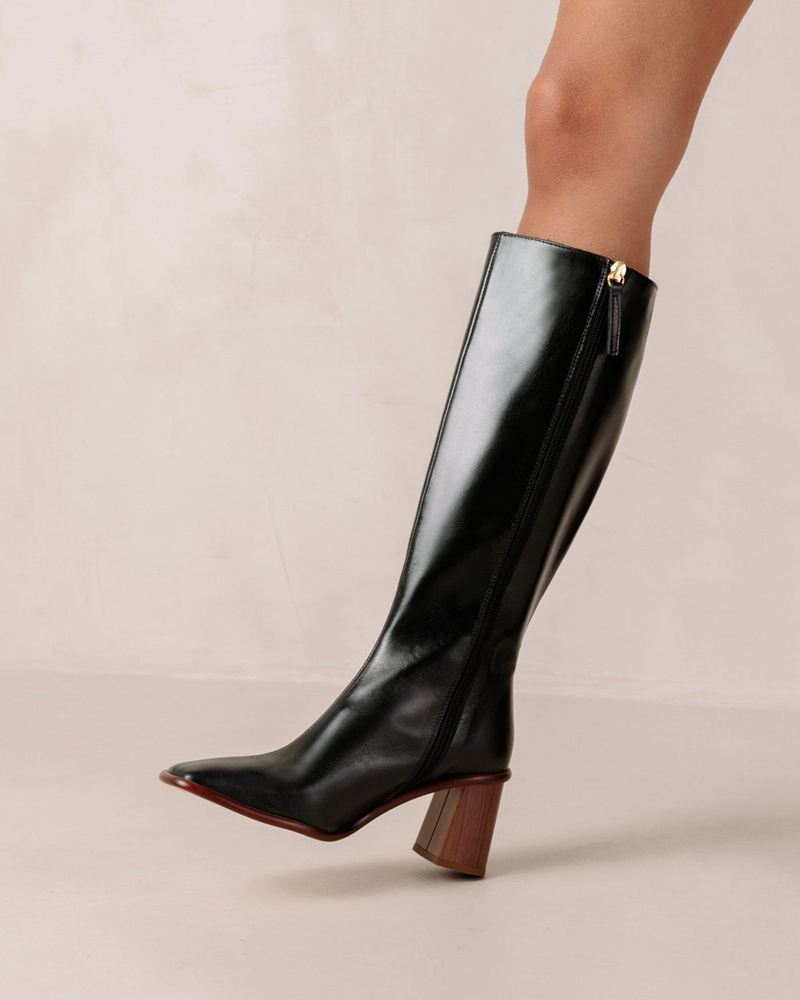 Black Alohas East Leather Women's Knee-High Boots | ERAPK6324