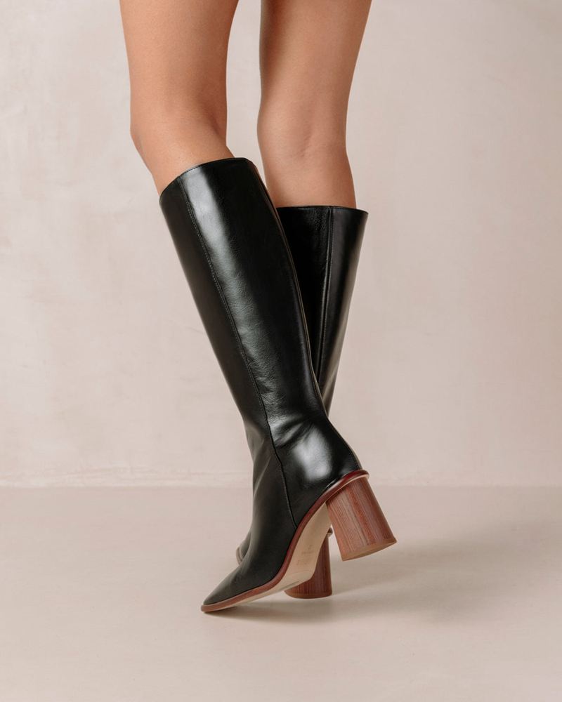 Black Alohas East Leather Women's Knee-High Boots | ERAPK6324