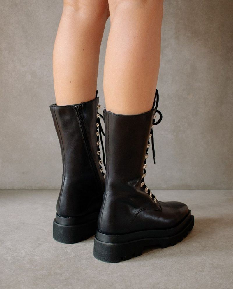 Black Alohas Hangar Women's Combat Boots | PDZOA6021