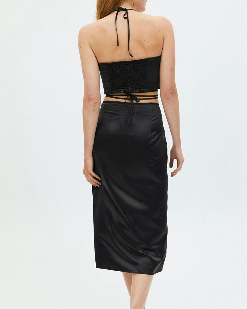 Black Alohas High Tied Women's Skirts | QEMJC3094