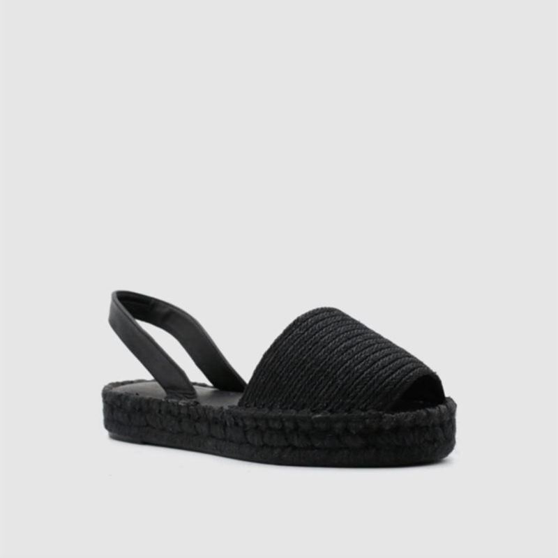 Black Alohas Ibizas Platform Raffia Women's Espadrilles | QIVDN1693