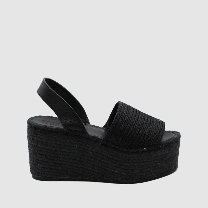 Black Alohas Ibizas Xl Raffia Women's Espadrilles | PBKZF0716