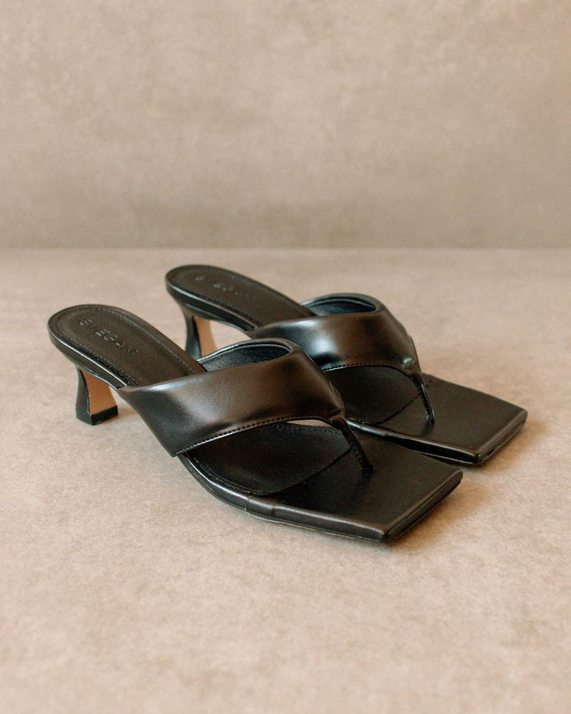 Black Alohas Jolla Vegan Leather Women's Sandals | KLWQI6251