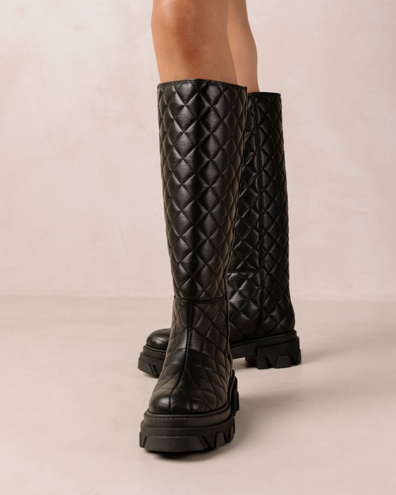 Black Alohas Katiuska Goal Digger Leather Women's Knee-High Boots | QEOWI9703