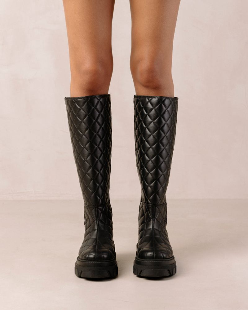 Black Alohas Katiuska Goal Digger Leather Women's Knee-High Boots | QEOWI9703