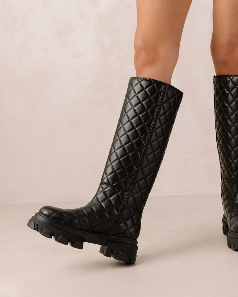 Black Alohas Katiuska Goal Digger Leather Women's Knee-High Boots | QEOWI9703