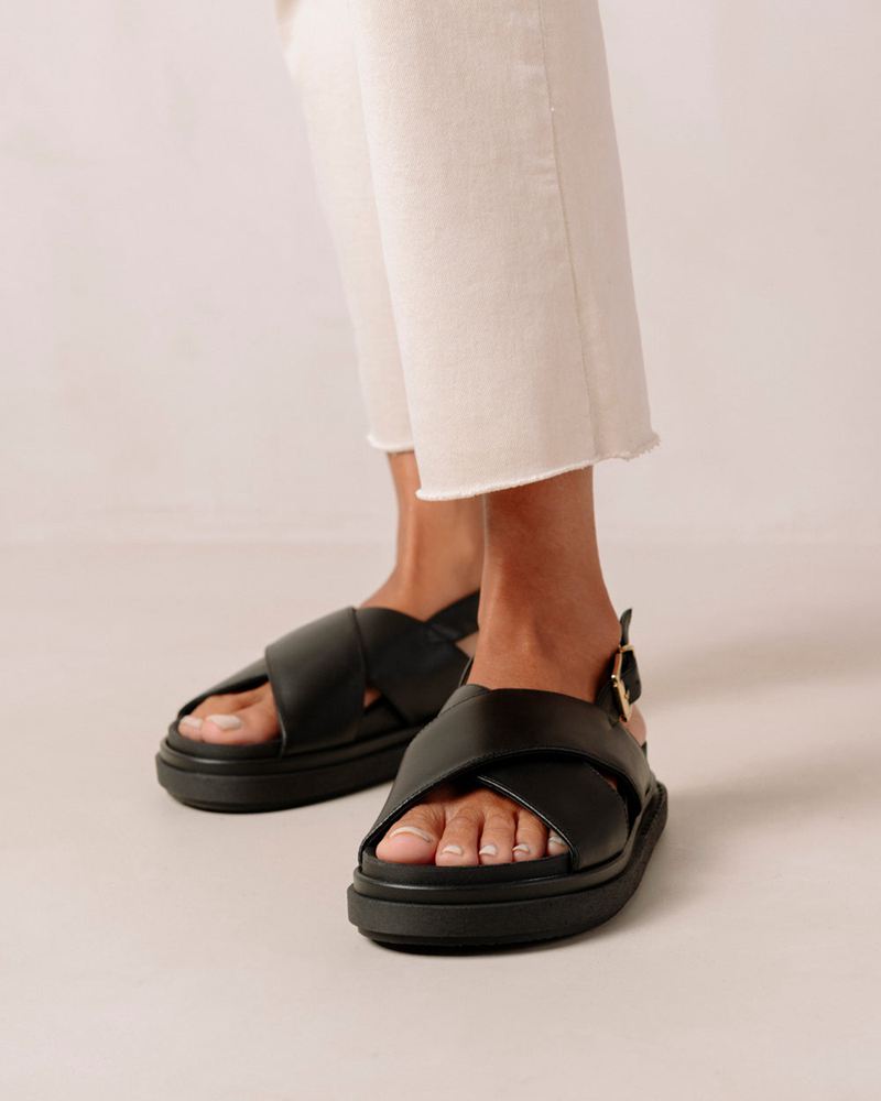 Black Alohas Marshmallow Vegan Leather Women's Sandals | HTZNC5816