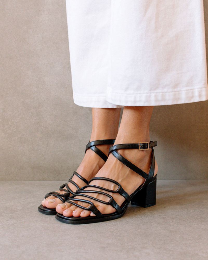 Black Alohas Mick Vegan Leather Women's Sandals | IDJCK7801