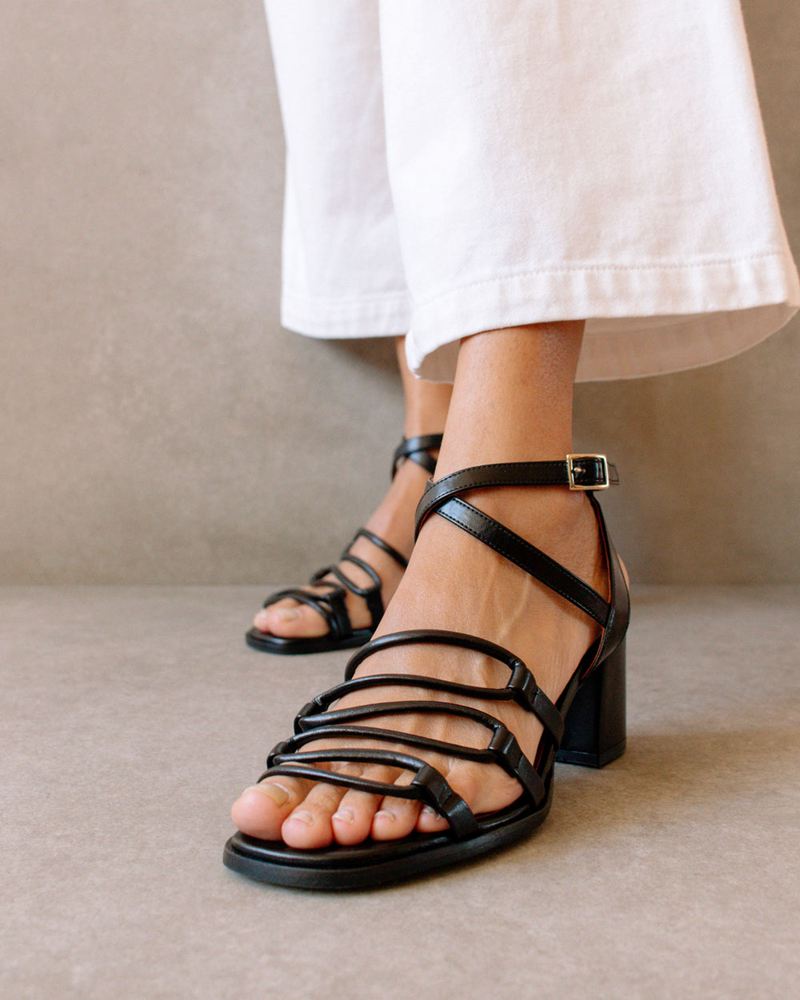 Black Alohas Mick Vegan Leather Women's Sandals | IDJCK7801