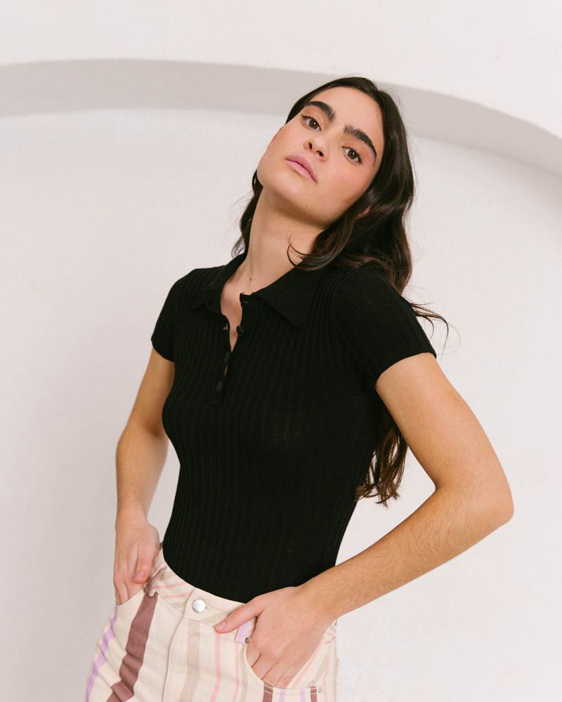 Black Alohas Soft Retro Body Women's Tops | LJTMO6187