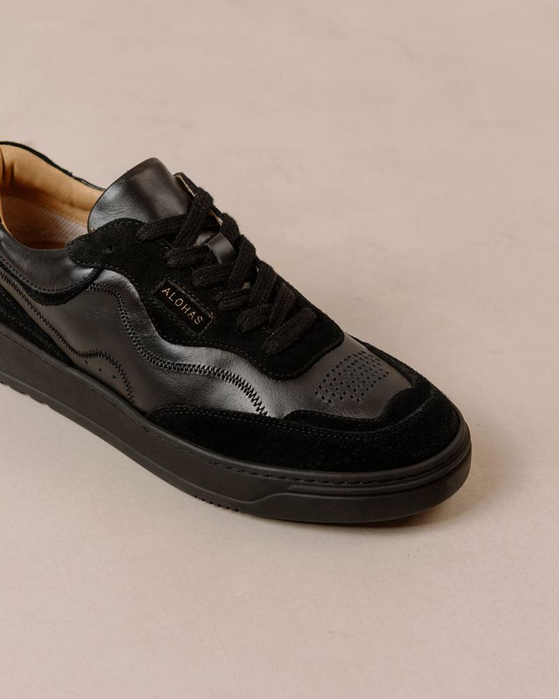 Black Alohas Tb.87 Leather Women's Sneakers | ZJUBL2159