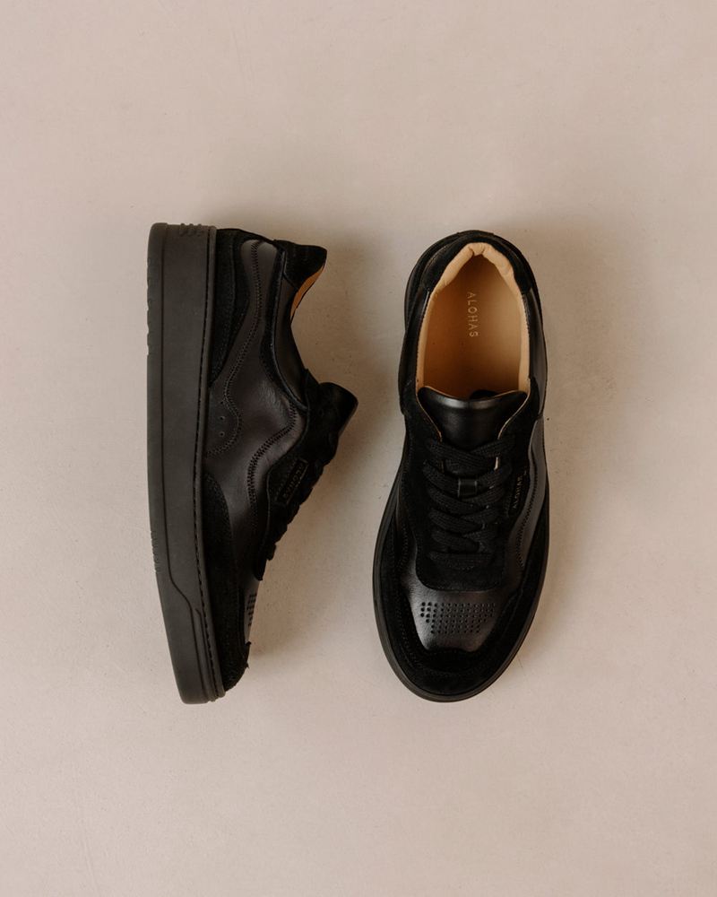 Black Alohas Tb.87 Leather Women's Sneakers | ZJUBL2159