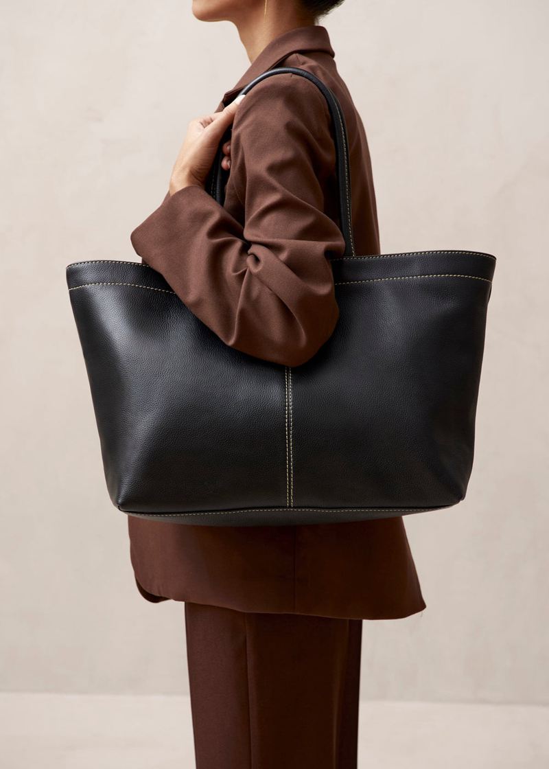 Black Alohas The F Leather Women's Bags | QCDIT1365