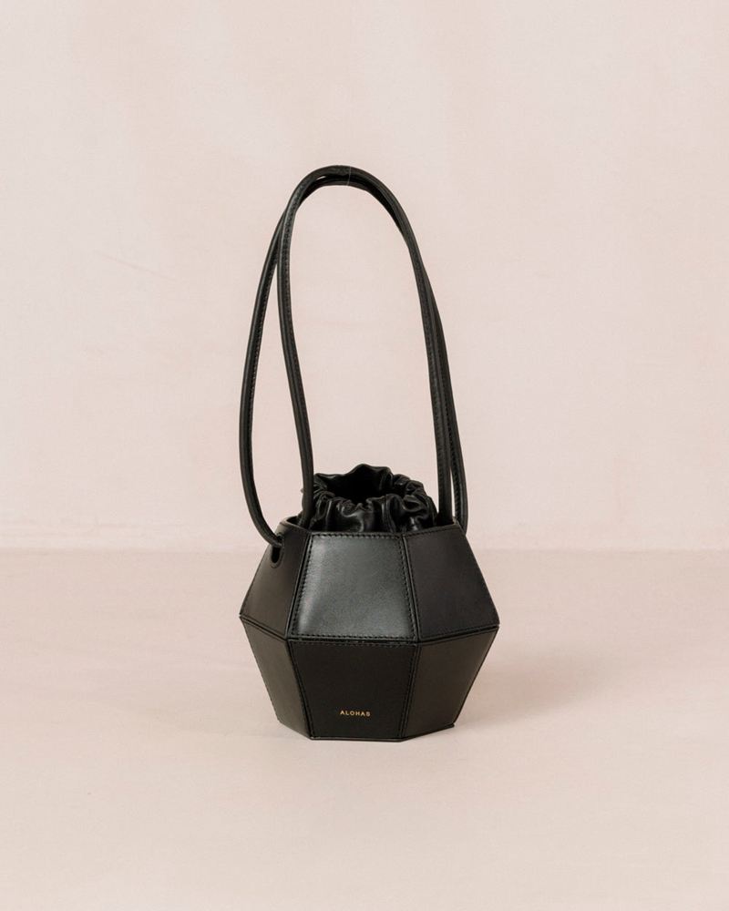 Black Alohas The V Leather Women's Bags | HMJAL2384