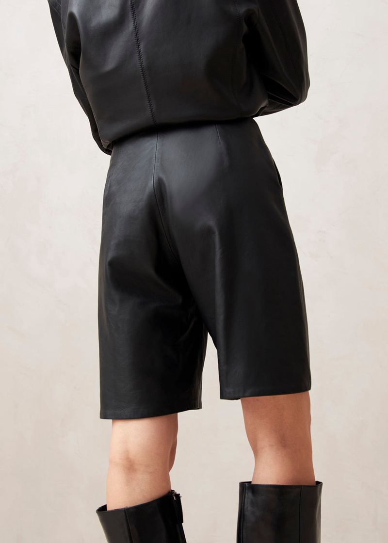 Black Alohas Toulouse Leather Women's Shorts | IJRSL2083