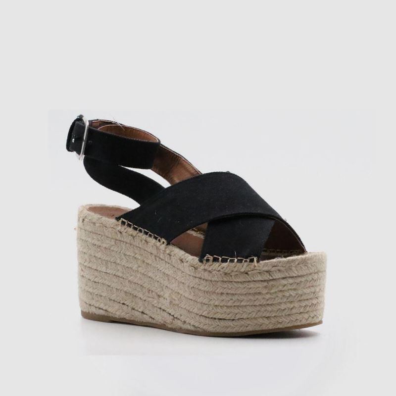 Black Alohas Vegas Linen Women's Espadrilles | SOXHQ8036