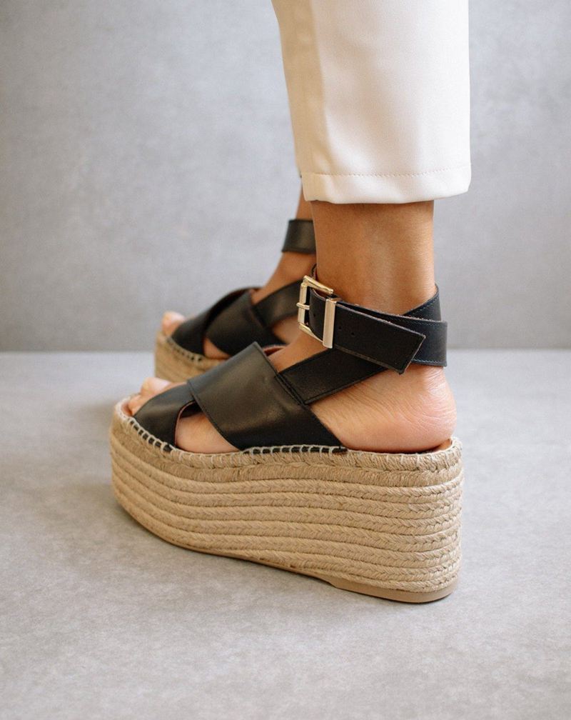 Black Alohas Willow Women's Espadrilles | JLNDC0748