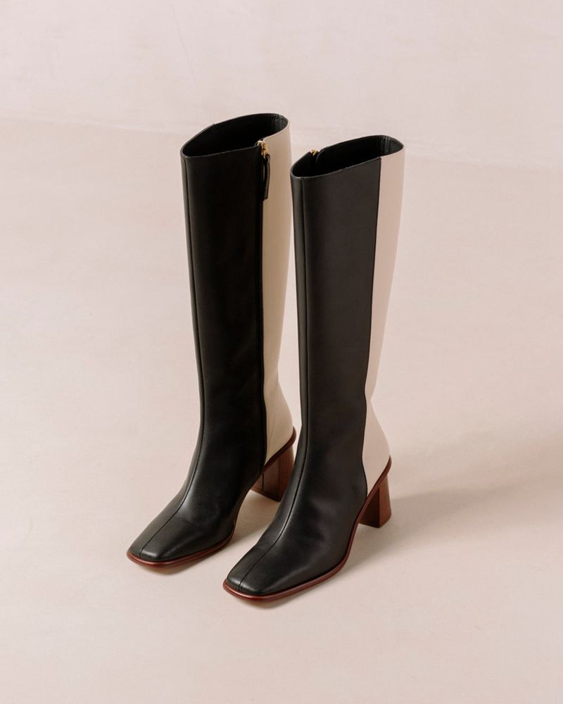 Black/Cream Alohas East Women's Knee-High Boots | OPVKY3652