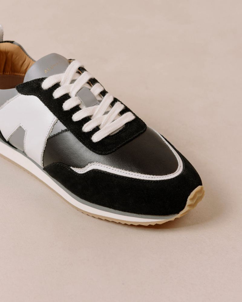 Black/Grey Alohas Tb.015 Leather Women's Sneakers | SBWIP6781