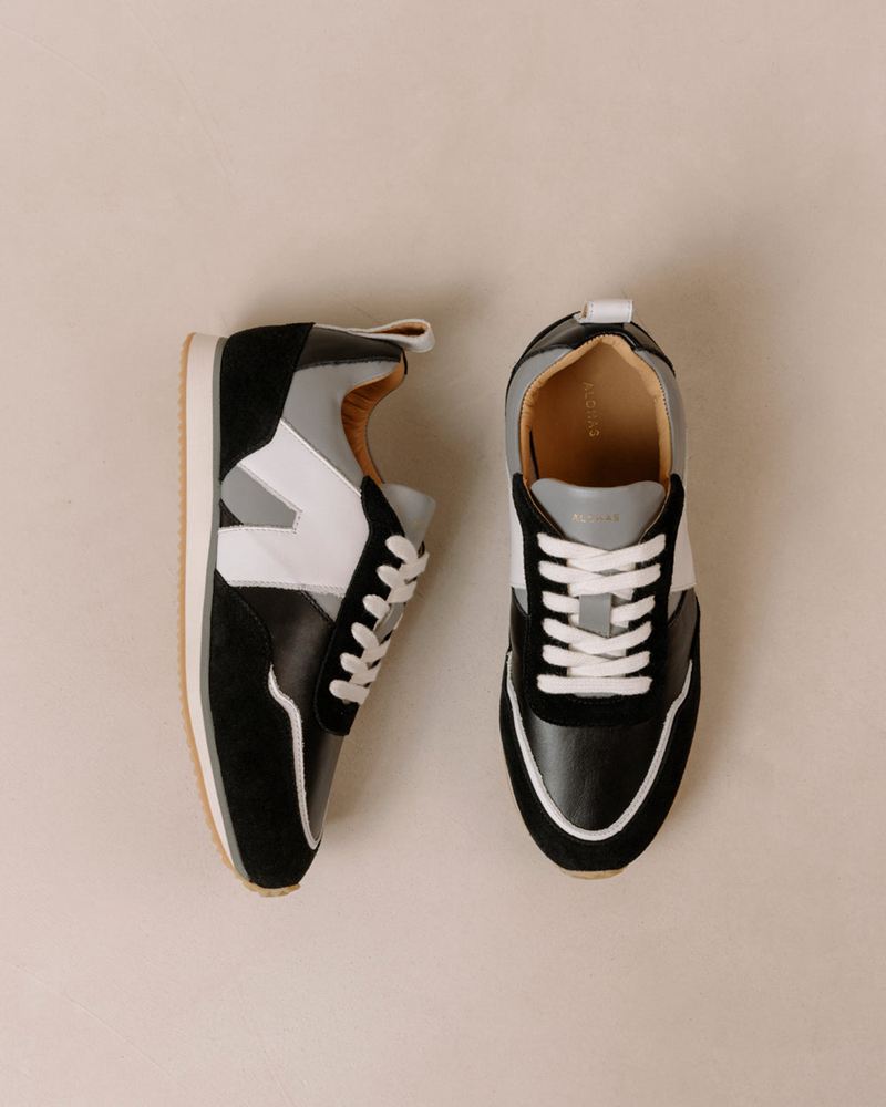 Black/Grey Alohas Tb.015 Leather Women's Sneakers | SBWIP6781