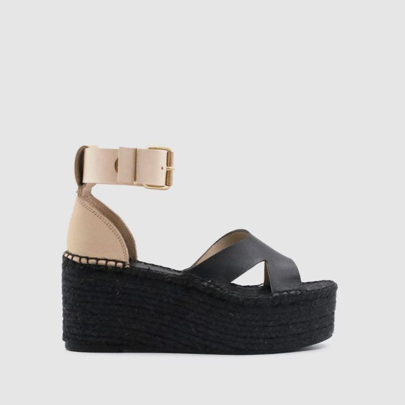 Black/White Alohas Kuko Women's Espadrilles | VDCWF9643