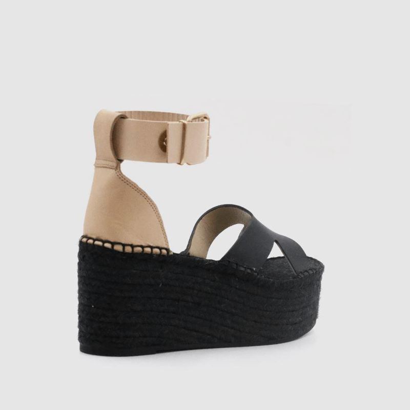 Black/White Alohas Kuko Women's Espadrilles | VDCWF9643