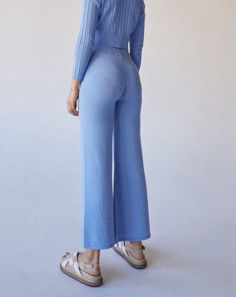 Blue Alohas Easy Wide Knit Women's Pants | XINJE0632