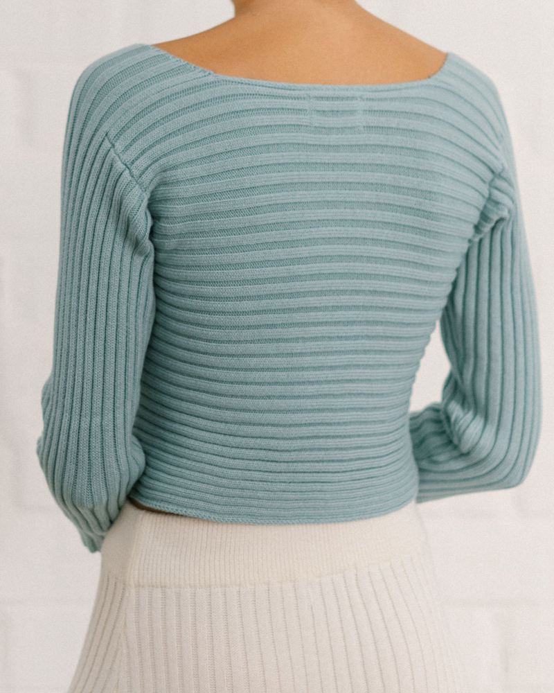 Blue Alohas Smart Crossed Knit Top Women's Knitwear | NBMEV7584