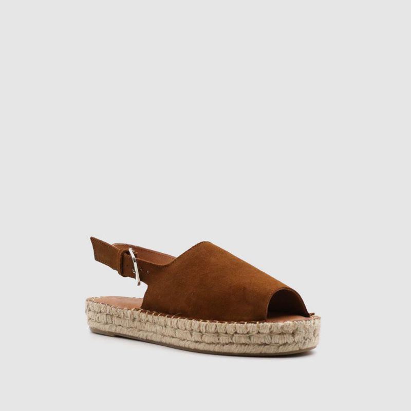 Brown Alohas Back Strap Women's Espadrilles | FWCZM3784