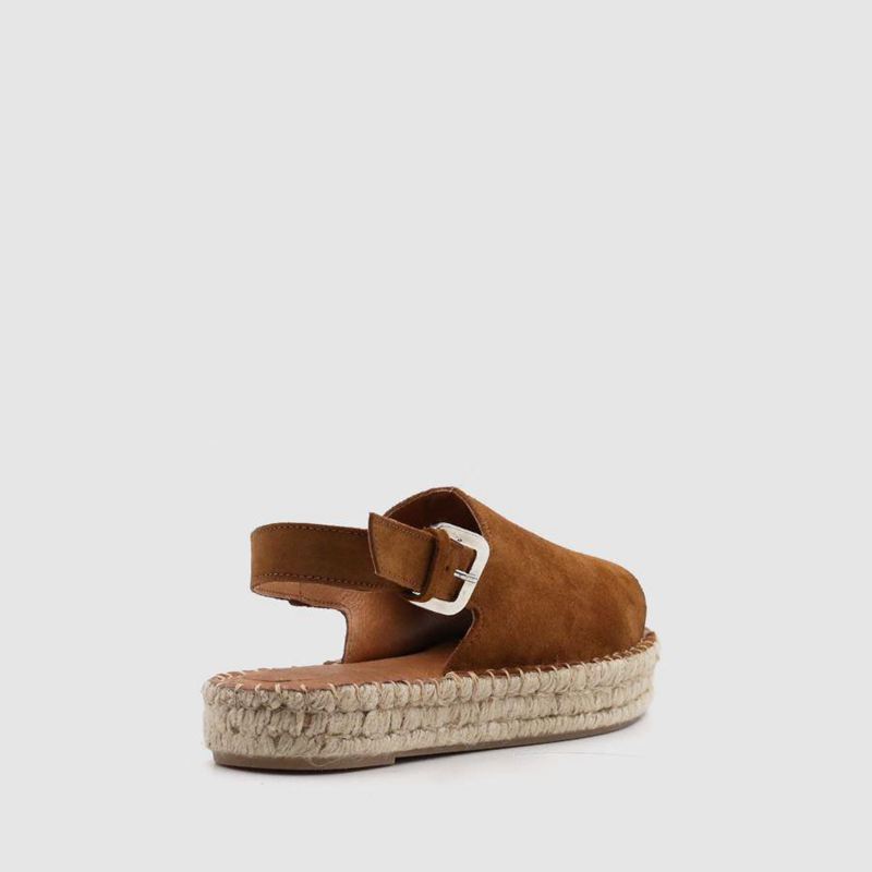 Brown Alohas Back Strap Women's Espadrilles | FWCZM3784