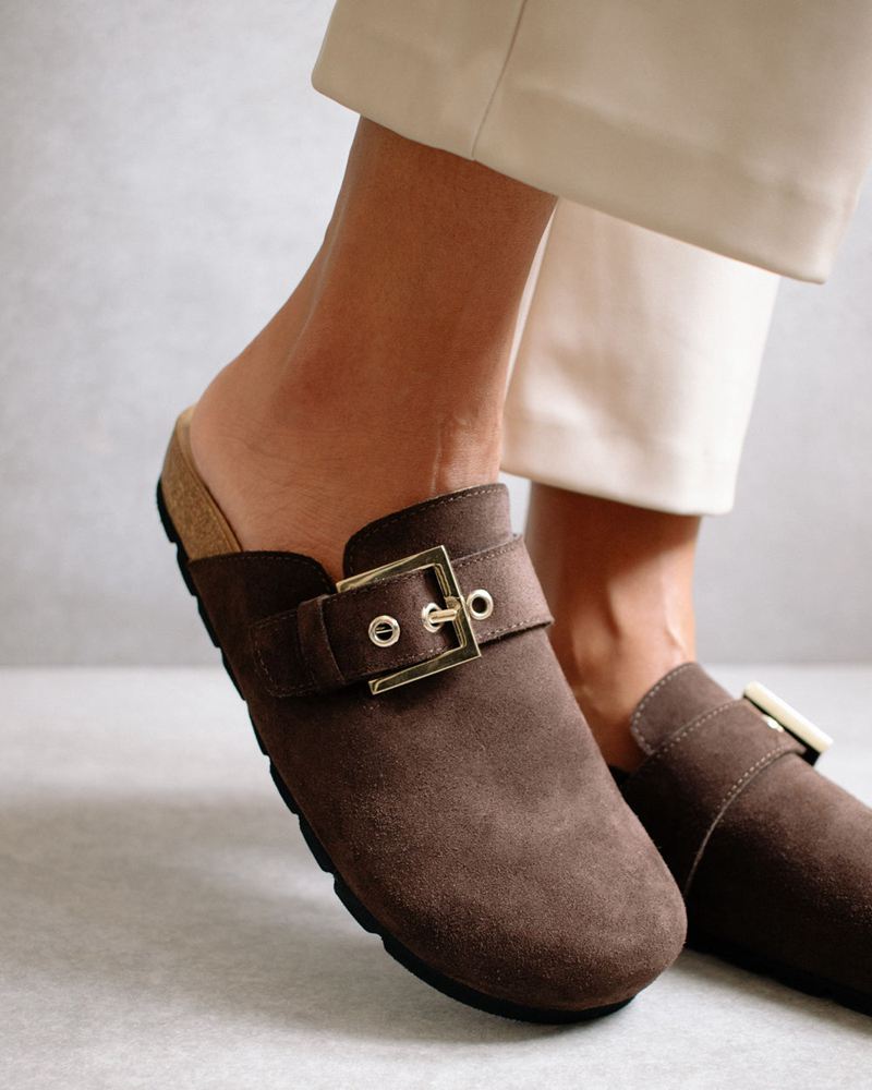 Brown Alohas Cozy Women's Mules | XGKBN0297