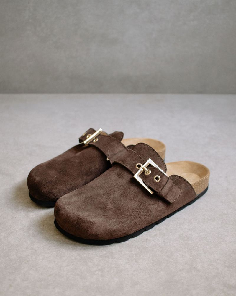 Brown Alohas Cozy Women's Mules | XGKBN0297