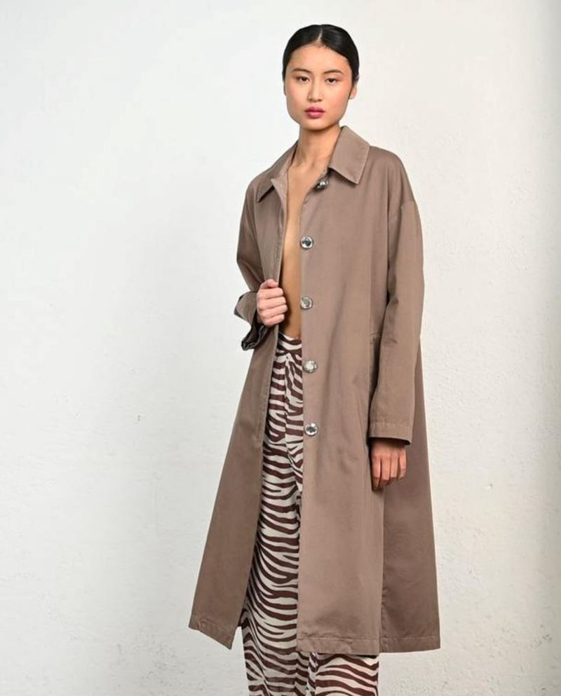 Brown Alohas Flash Trench Women's Coats | CFDGU1064