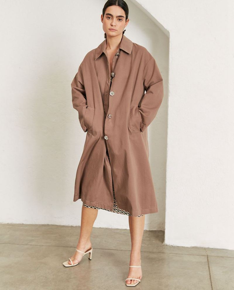 Brown Alohas Flash Trench Women's Coats | CFDGU1064