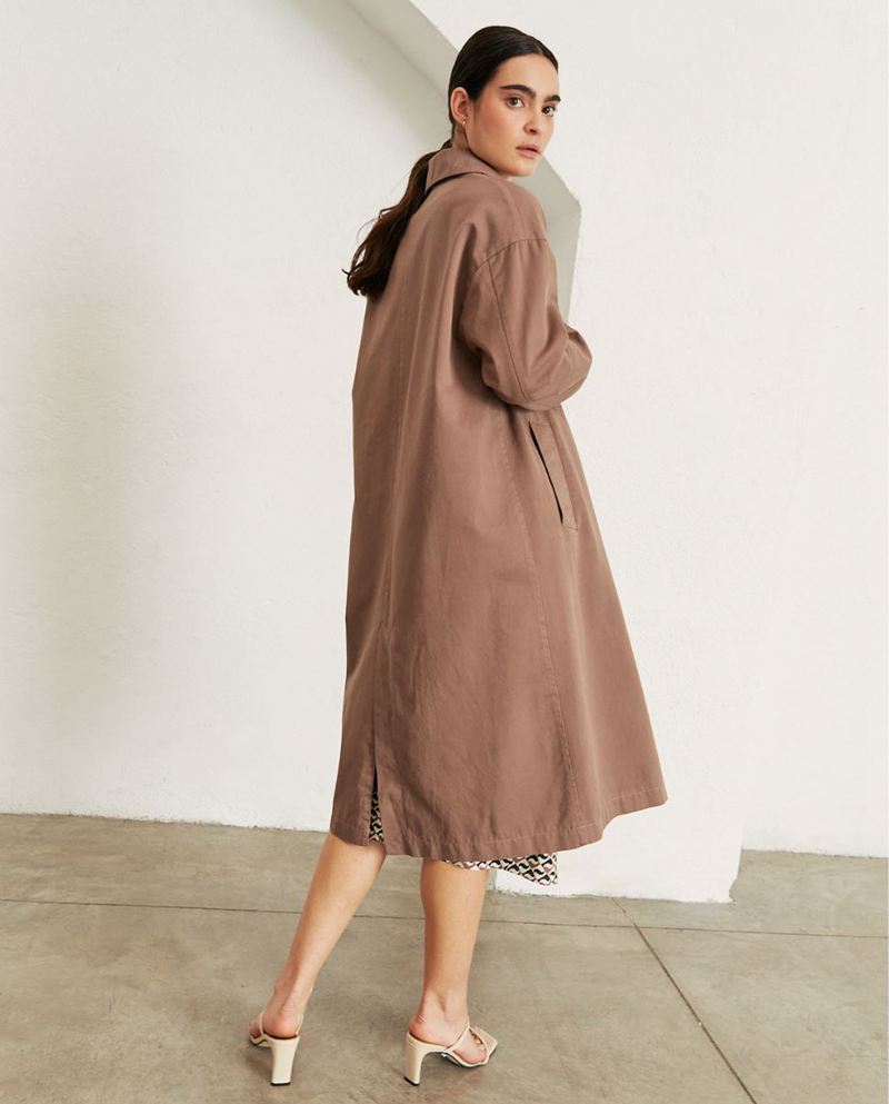 Brown Alohas Flash Trench Women's Coats | CFDGU1064