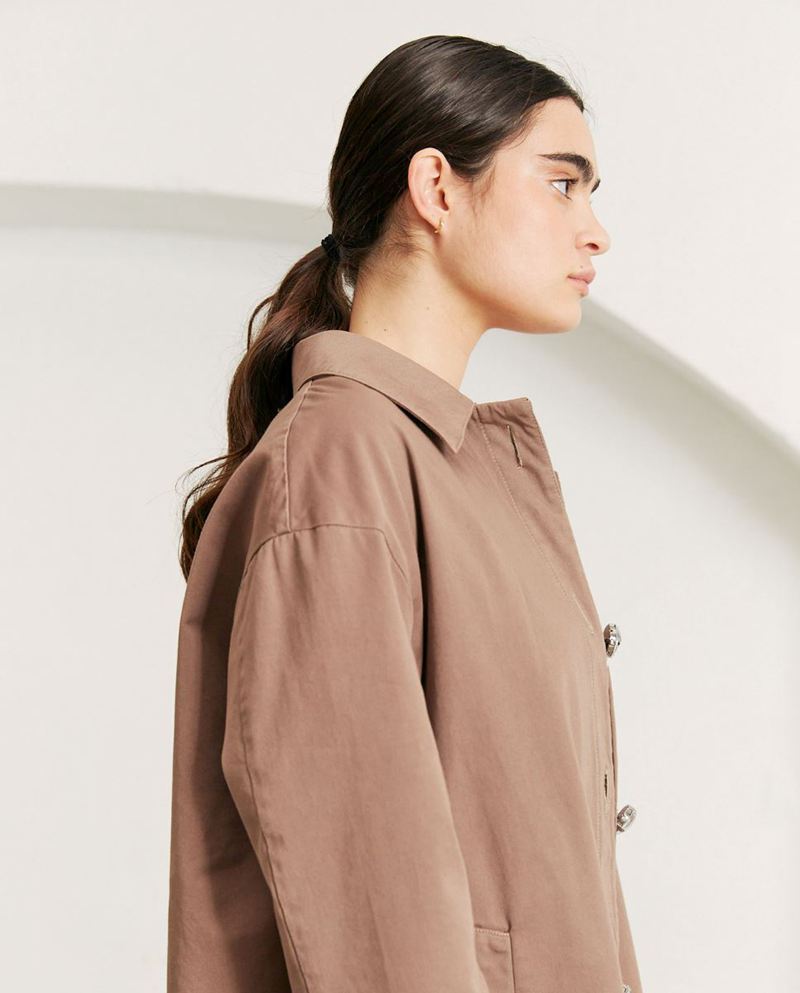 Brown Alohas Flash Trench Women's Coats | CFDGU1064