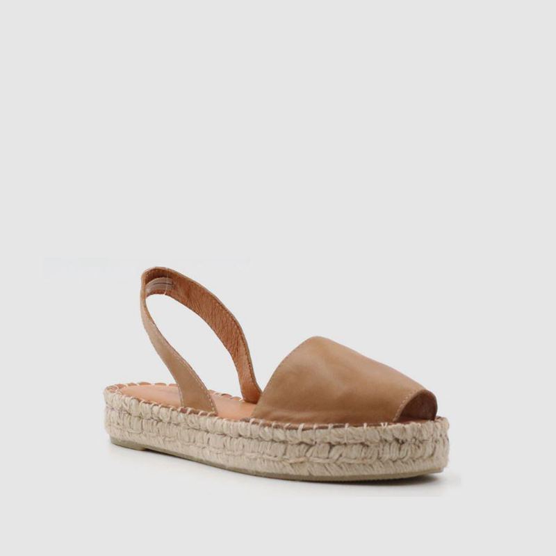 Brown Alohas Ibizas Leather Women's Espadrilles | CNUAB8935