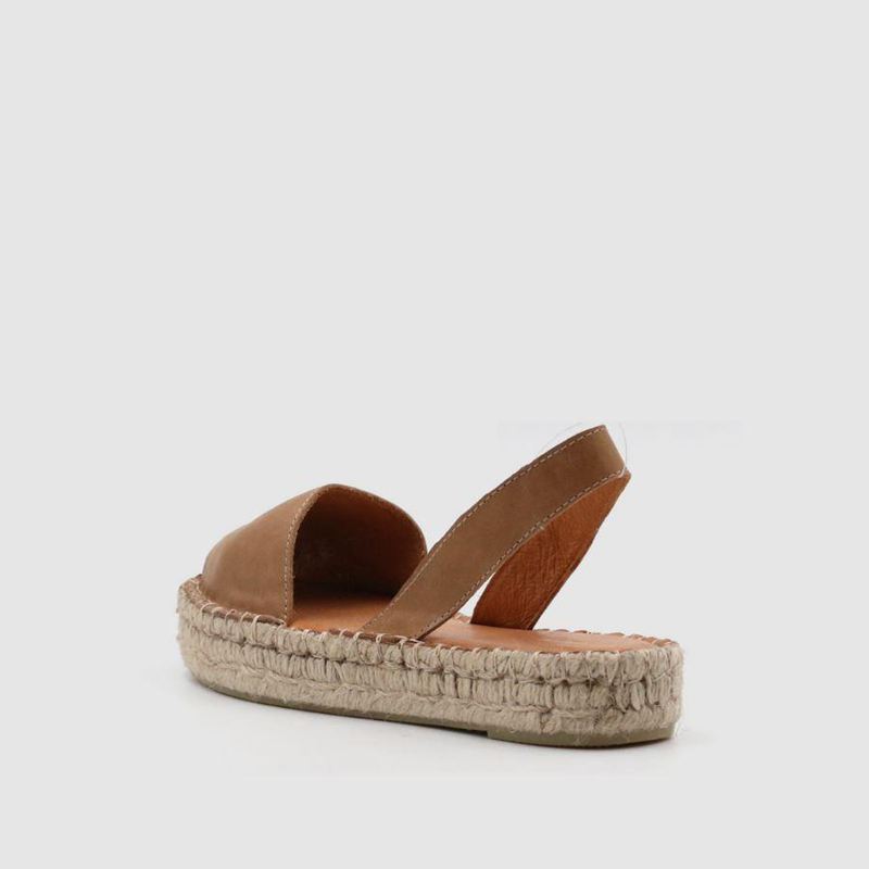 Brown Alohas Ibizas Leather Women's Espadrilles | CNUAB8935