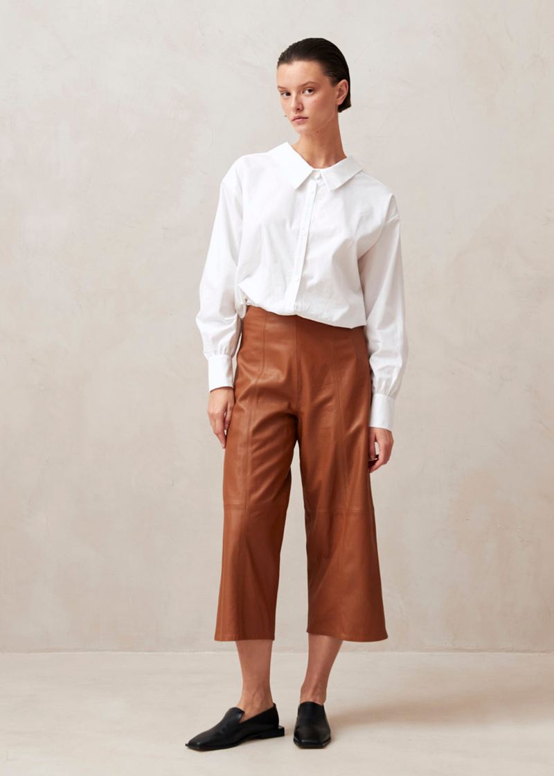 Brown Alohas Montpellier Leather Women's Pants | IHJGW7620