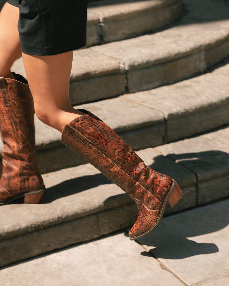 Brown Alohas Mount Leather Women's Cowboy Boots | CIONB5349